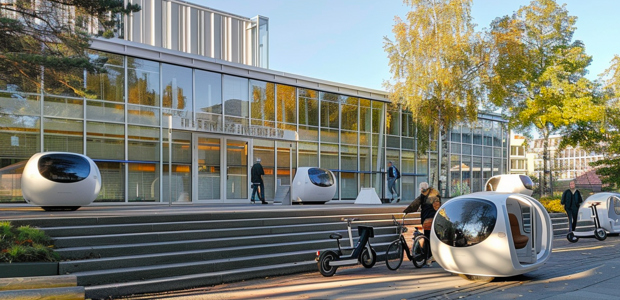 En AI-genererad bild på mobilitet i framtiden.