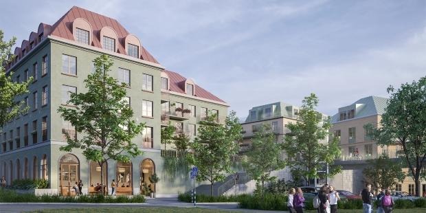 Visionsbild över nybyggda hus i Högsätra