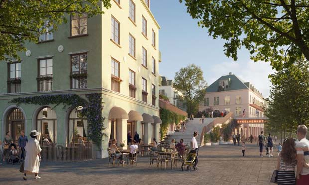 Idéskiss av flerbostadshus i Kärnan, Högsätra