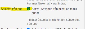 Godkänna åtkomst från app
