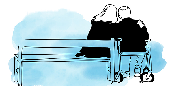 Illustration par på en parkbänk