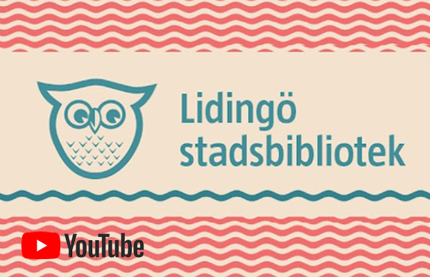 Texten Lidingö stadsbibliotek samt logo för YouTube