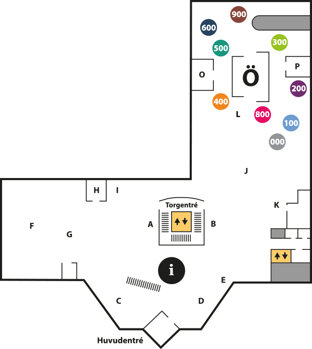 Karta över biblioteket. plan 1.