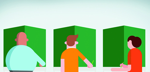 Illustration på personer som röstar