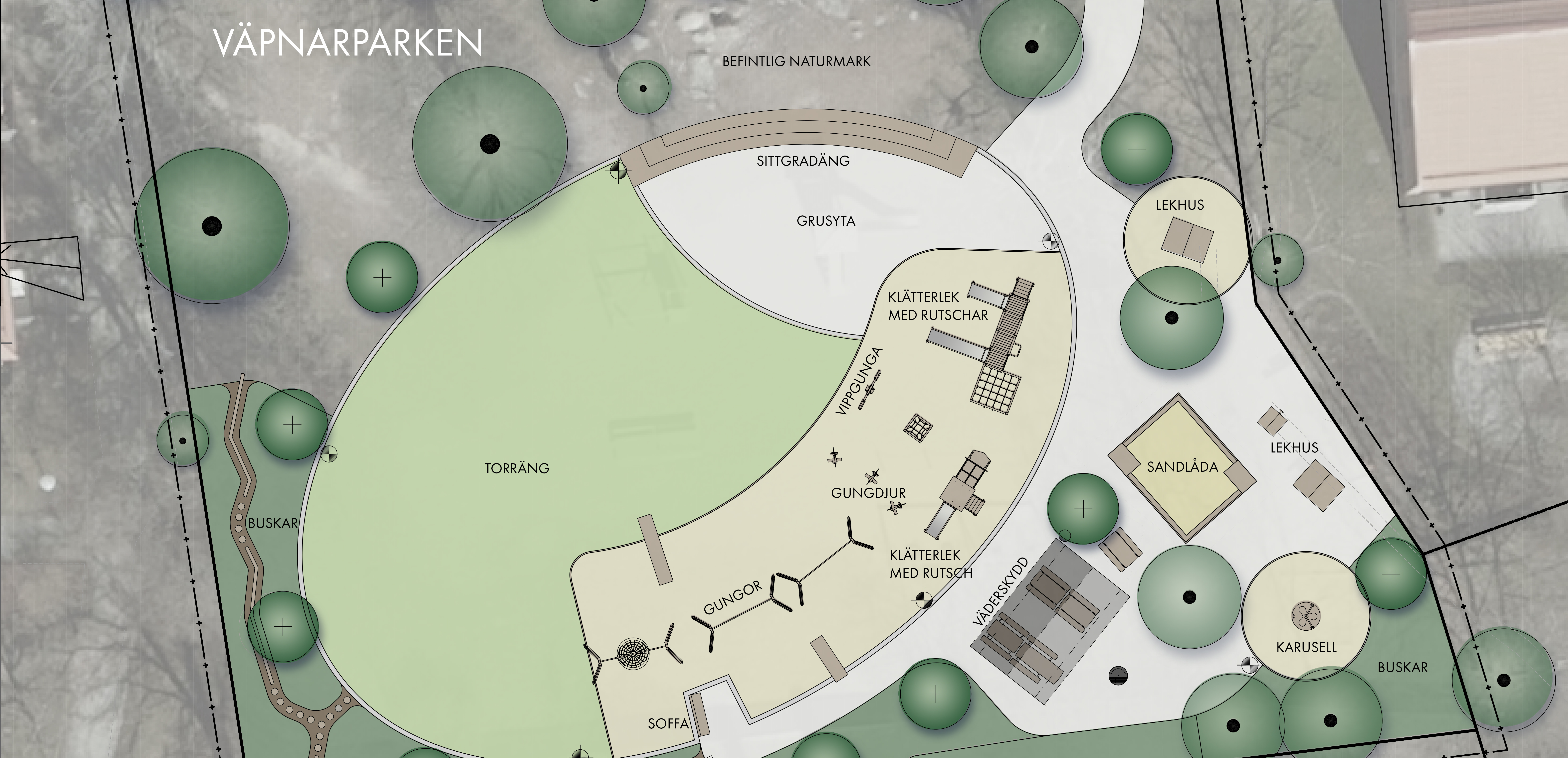 Illustration över hur Väpnarparken ska bli