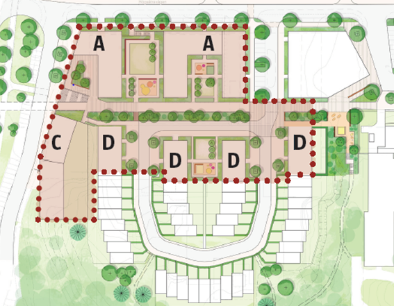 Ritning för markanvisningstävling av flerbostadshus i Högsätra