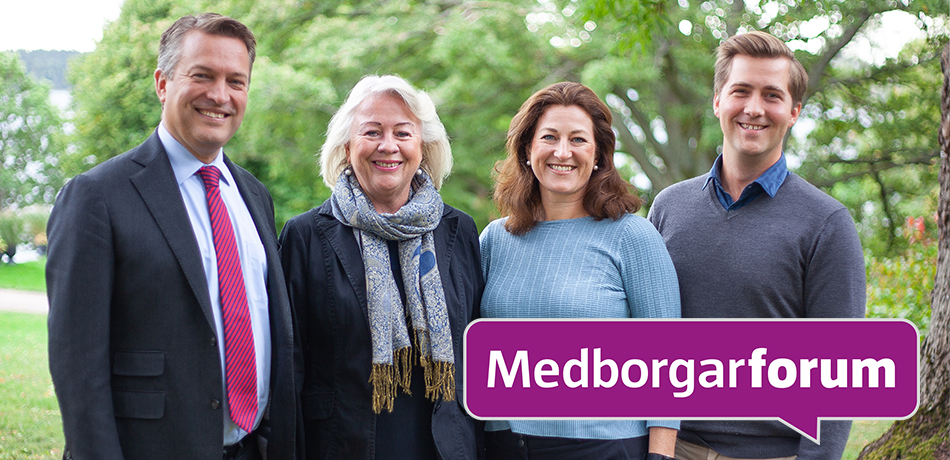 Våra fyra kommunalråd med loggan medborgarforum