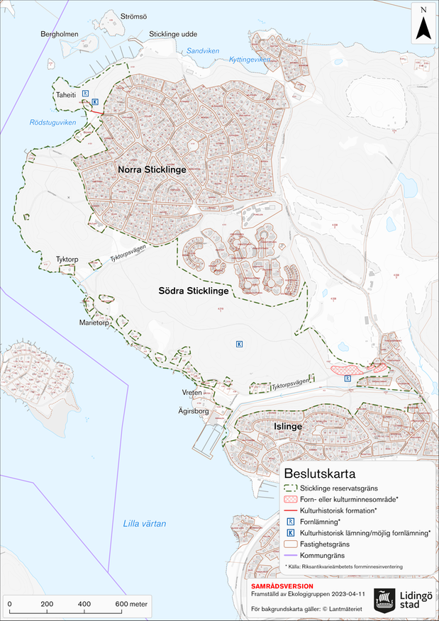 Kartbild med markerad gräns för naturrreservat