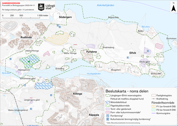 Kartbild över nuvarande gräns för naturreservat och föreslagen utökning