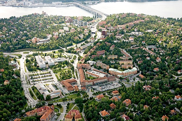 Flygfoto över Lidingö centrum