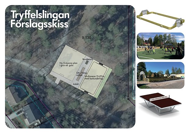 Förslagsskiss över upprustningen av parken vid Tryffelslingan i Gångsätra.